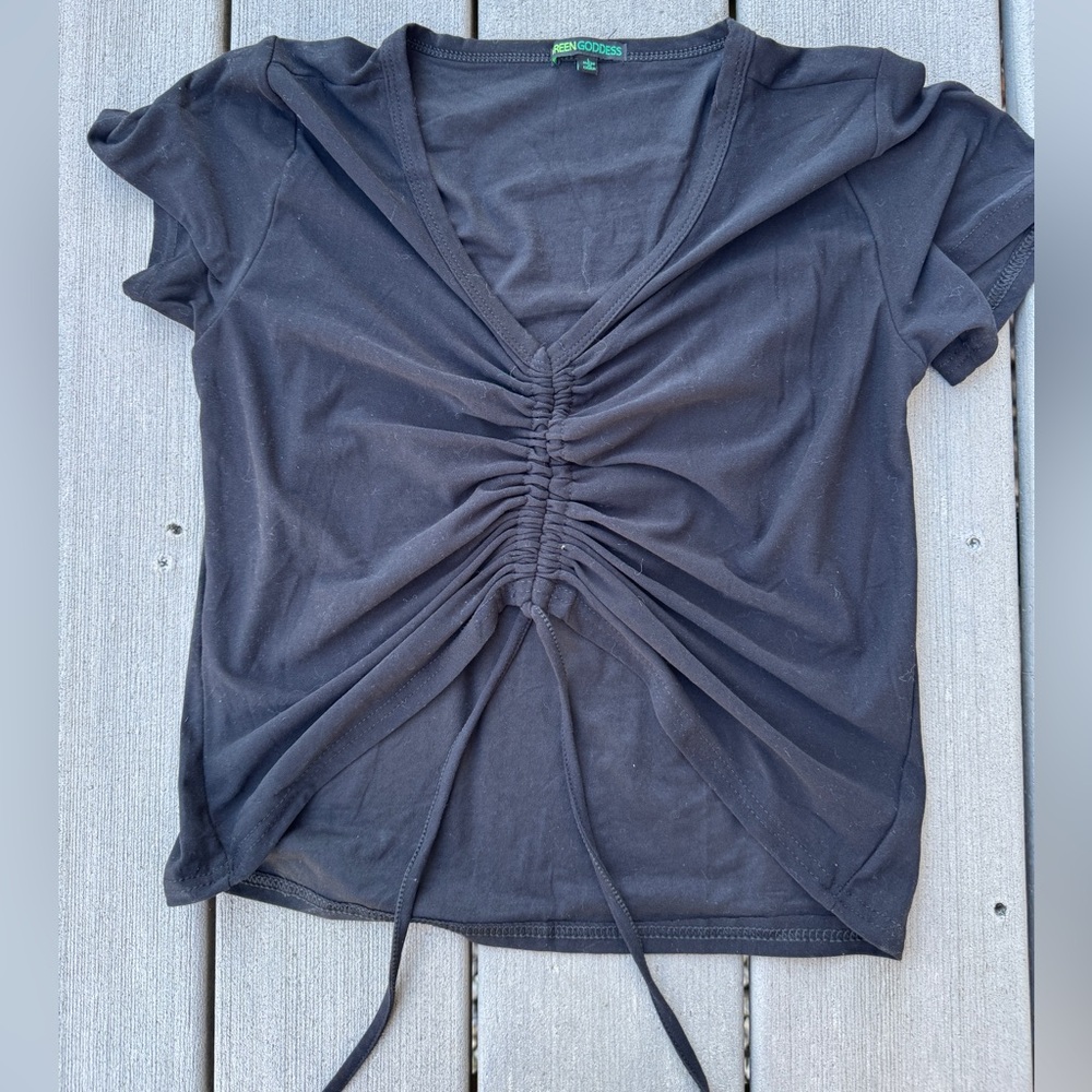 Black Ruched Crop Top